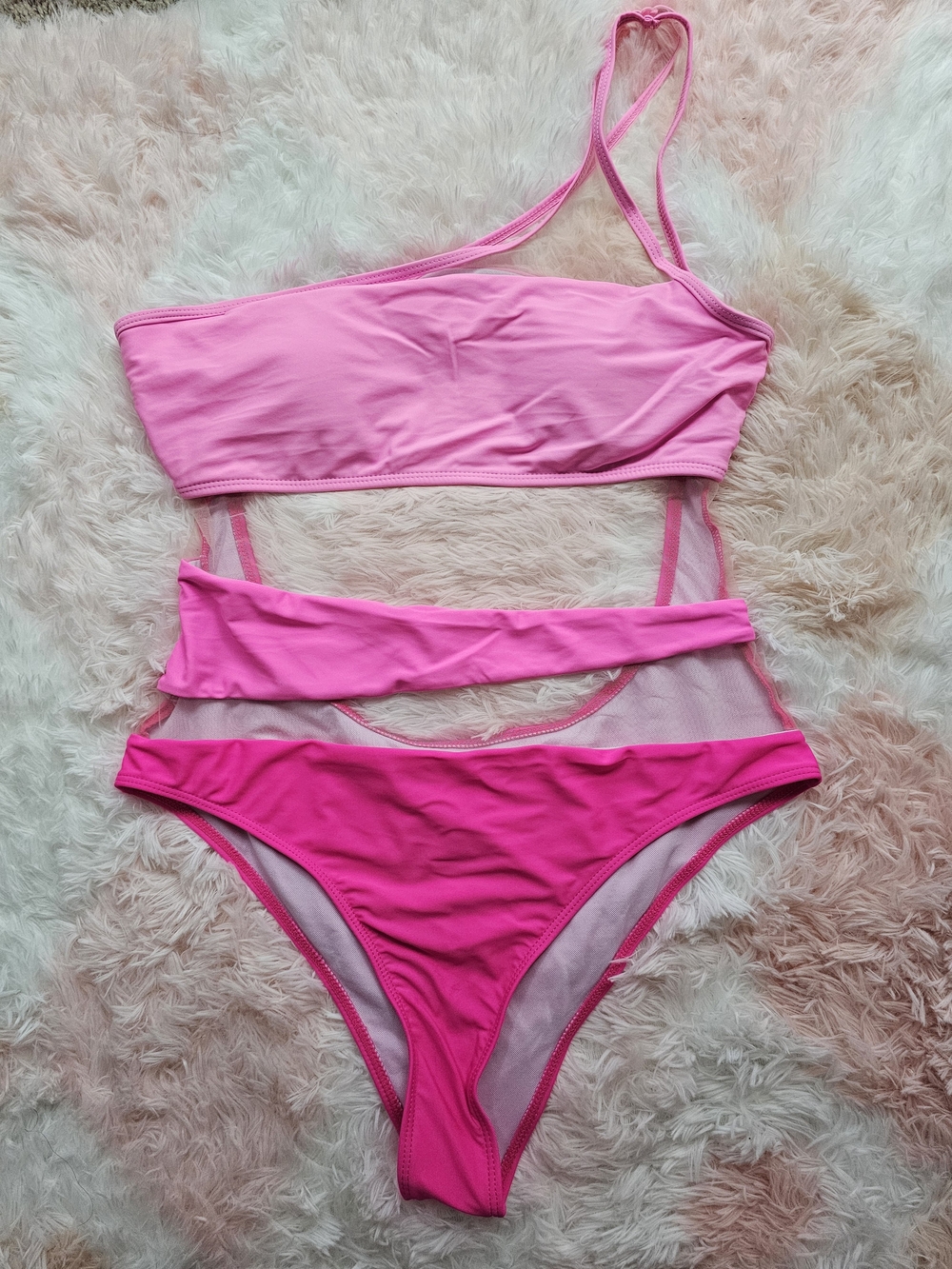 Shein Pink Cutout One-Shoulder Bikini